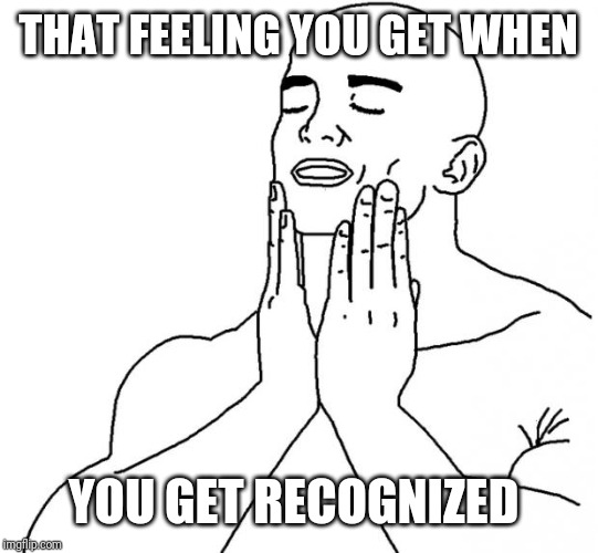 THAT FEELING YOU GET WHEN YOU GET RECOGNIZED | image tagged in feels good man | made w/ Imgflip meme maker
