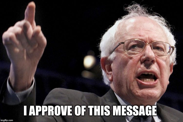Bernie Sanders | I APPROVE OF THIS MESSAGE | image tagged in bernie sanders | made w/ Imgflip meme maker