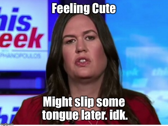 Sarah | Feeling Cute; Might slip some tongue later. idk. | image tagged in sarah | made w/ Imgflip meme maker