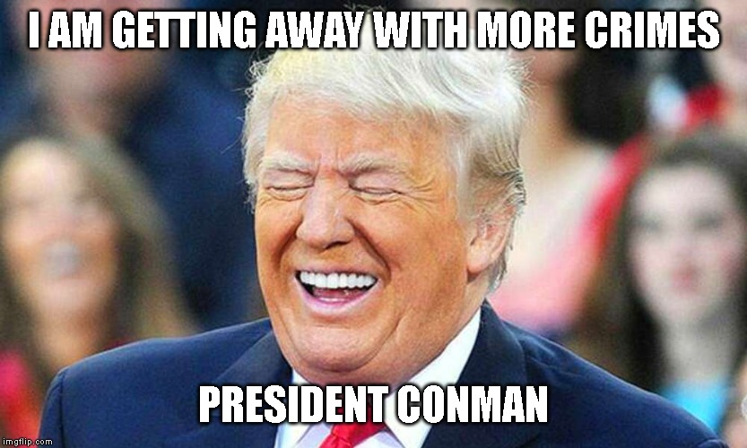 Laugh Now, Cry Later | I AM GETTING AWAY WITH MORE CRIMES; PRESIDENT CONMAN | image tagged in impeach trump,criminal,corruption,treason,tax fraud,money laundering | made w/ Imgflip meme maker