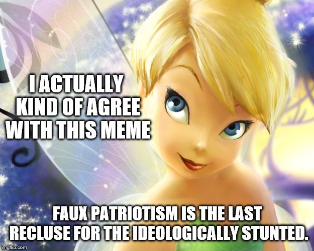 I ACTUALLY KIND OF AGREE WITH THIS MEME FAUX PATRIOTISM IS THE LAST RECLUSE FOR THE IDEOLOGICALLY STUNTED. | made w/ Imgflip meme maker