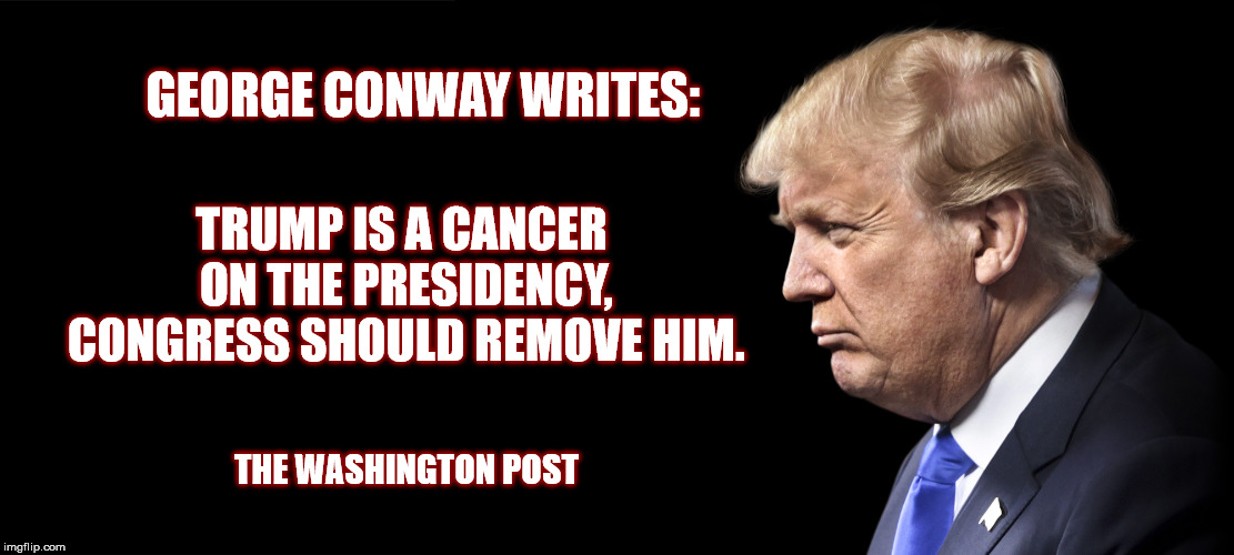 TRUMP IS A CANCER ON THE PRESIDENCY, CONGRESS SHOULD REMOVE HIM. GEORGE CONWAY WRITES:; THE WASHINGTON POST | image tagged in george conway,trump,potus,republican,gop,white house | made w/ Imgflip meme maker