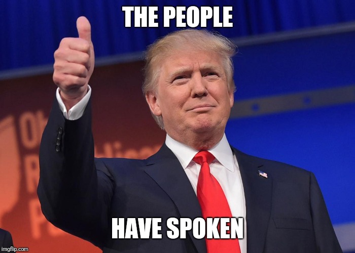 donald trump | THE PEOPLE HAVE SPOKEN | image tagged in donald trump | made w/ Imgflip meme maker