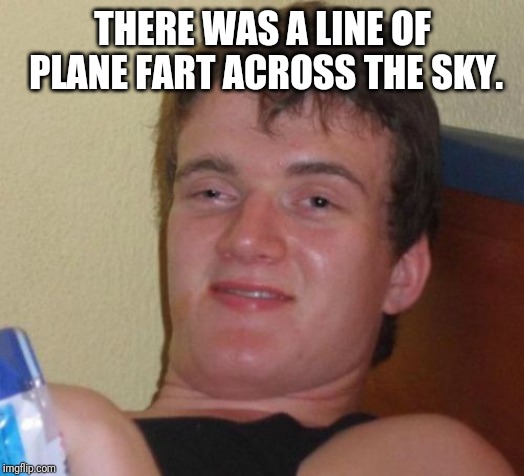 10 Guy Meme | THERE WAS A LINE OF PLANE FART ACROSS THE SKY. | image tagged in memes,10 guy,AdviceAnimals | made w/ Imgflip meme maker