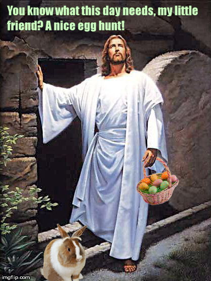 image tagged in jesus and friend,easter,bunny,humor,tolerance | made w/ Imgflip meme maker