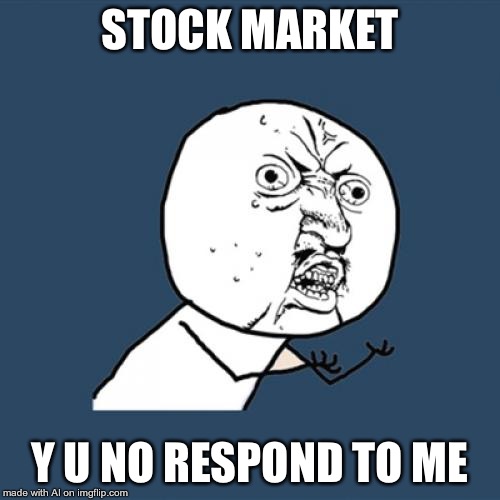 Y U No | STOCK MARKET; Y U NO RESPOND TO ME | image tagged in memes,y u no,stock market | made w/ Imgflip meme maker