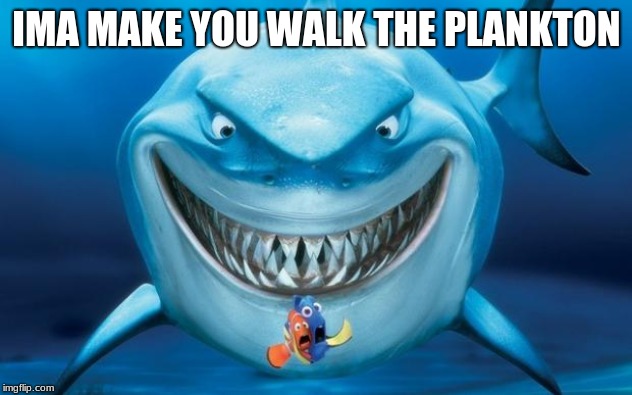 Hungry shark nemoÂ´s | IMA MAKE YOU WALK THE PLANKTON | image tagged in hungry shark nemos | made w/ Imgflip meme maker