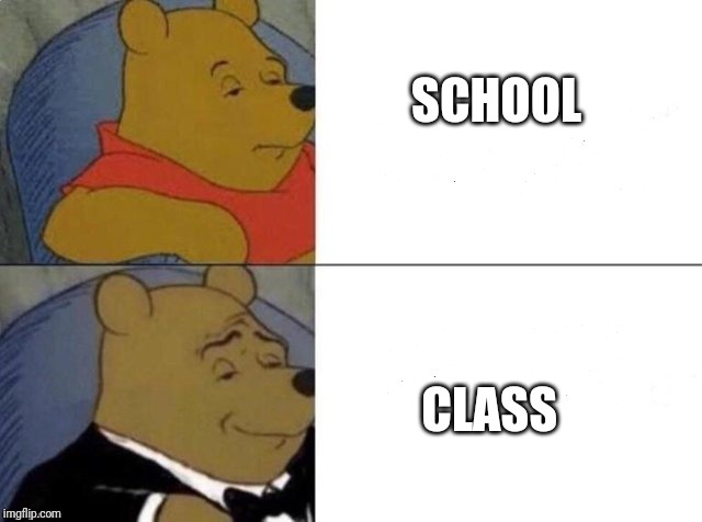 Tuxedo Winnie The Pooh Meme | SCHOOL CLASS | image tagged in tuxedo winnie the pooh | made w/ Imgflip meme maker
