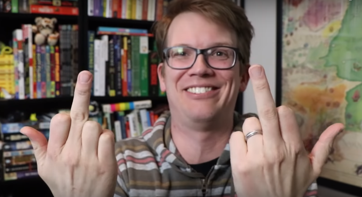 Hank Green flippin the bird Blank Meme Template