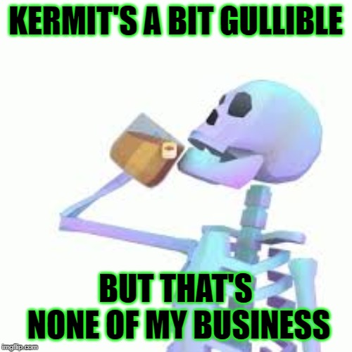 KERMIT'S A BIT GULLIBLE BUT THAT'S NONE OF MY BUSINESS | made w/ Imgflip meme maker