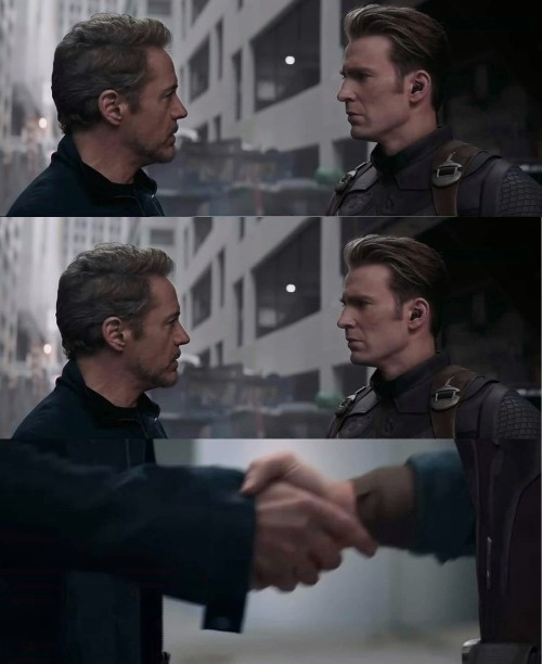 Tony and Steve handshake Blank Meme Template