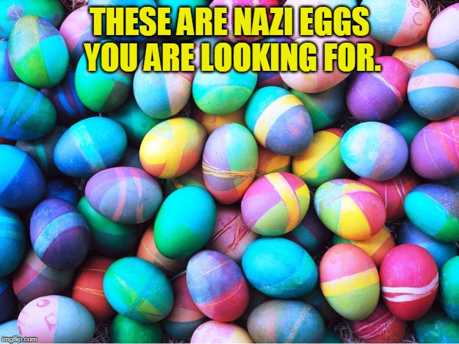 easter eggs | THESE ARE NAZI EGGS YOU ARE LOOKING FOR. | image tagged in easter eggs | made w/ Imgflip meme maker