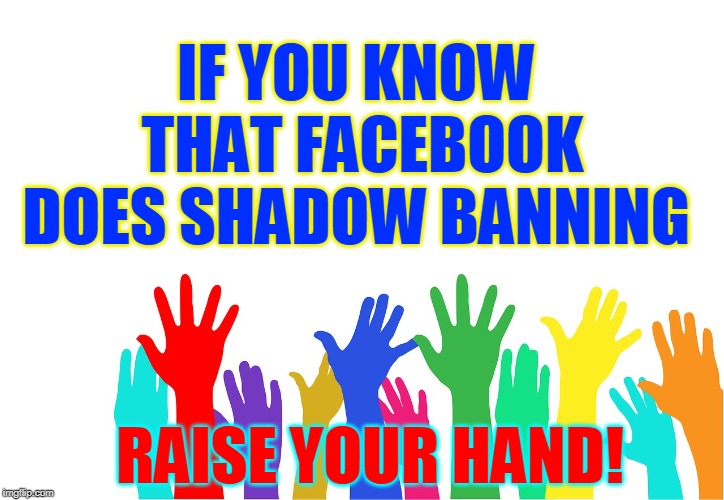 IF YOU KNOW THAT FACEBOOK DOES SHADOW BANNING; RAISE YOUR HAND! | made w/ Imgflip meme maker