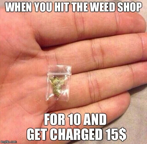 weed sack | WHEN YOU HIT THE WEED SHOP; FOR 10 AND GET CHARGED 15$ | image tagged in weed sack | made w/ Imgflip meme maker