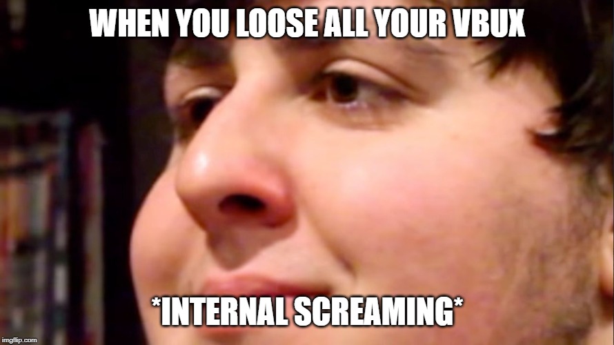 Jontron internal screaming | WHEN YOU LOOSE ALL YOUR VBUX; *INTERNAL SCREAMING* | image tagged in jontron internal screaming | made w/ Imgflip meme maker