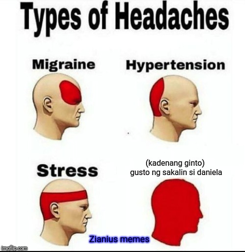 Types of Headaches meme | (kadenang ginto) gusto ng sakalin si daniela; Zianius memes | image tagged in types of headaches meme | made w/ Imgflip meme maker