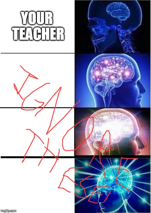 Expanding Brain Meme | YOUR TEACHER | image tagged in memes,expanding brain | made w/ Imgflip meme maker