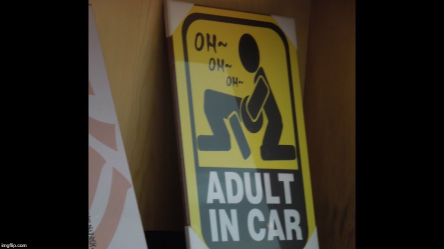 Not even sure what purpose was intended.  Stupid Sign Week: a Lordcheeseus event | . | image tagged in stupid sign week,lordcheesus,adult in car | made w/ Imgflip meme maker