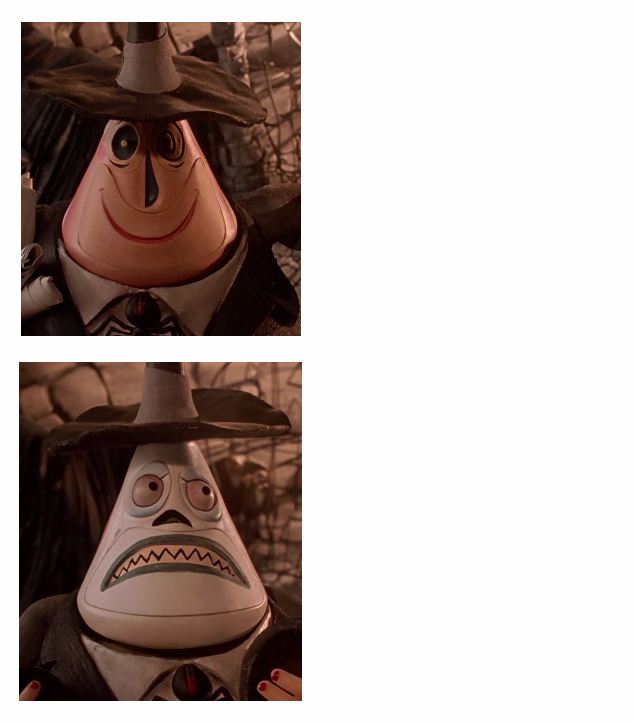 High Quality Mayor Nightmare Before Christmas (Two Face Comparison) Blank Meme Template