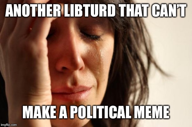 First World Problems Meme | ANOTHER LIBTURD THAT CAN’T MAKE A POLITICAL MEME | image tagged in memes,first world problems | made w/ Imgflip meme maker