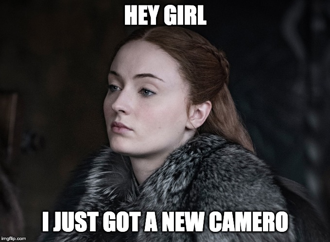 Hey Girl Sansa | HEY GIRL; I JUST GOT A NEW CAMERO | image tagged in hey girl sansa | made w/ Imgflip meme maker