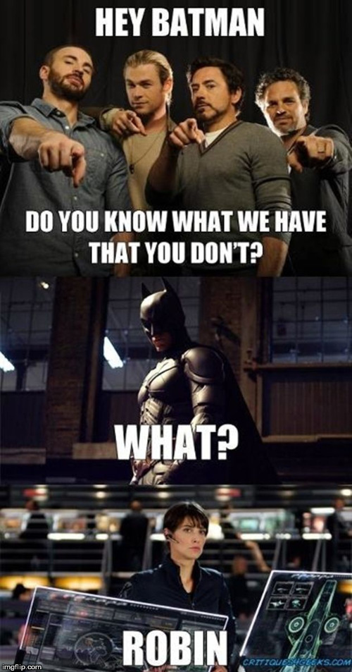 Avengers dis batman | image tagged in superheroes,disrespect | made w/ Imgflip meme maker