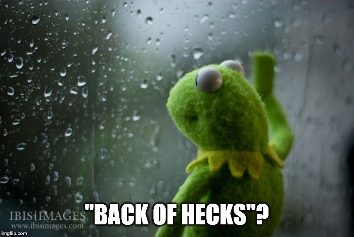 kermit window | "BACK OF HECKS"? | image tagged in kermit window | made w/ Imgflip meme maker