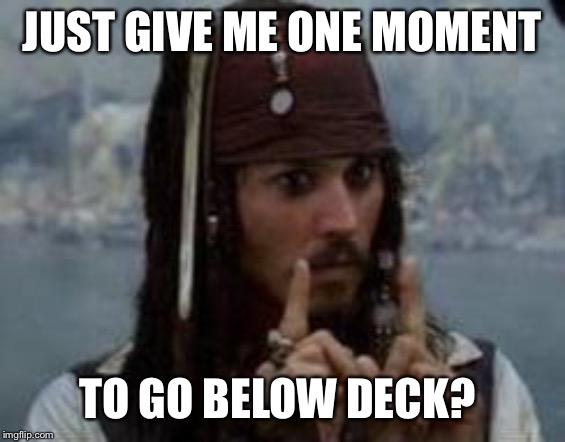 JUST GIVE ME ONE MOMENT TO GO BELOW DECK? | made w/ Imgflip meme maker