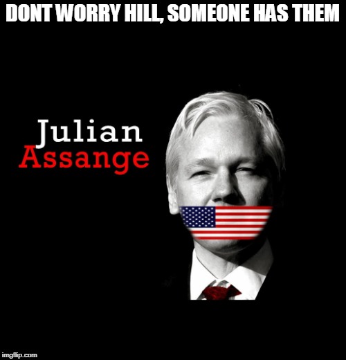 Julian Assange 2016 | DONT WORRY HILL, SOMEONE HAS THEM | image tagged in julian assange 2016 | made w/ Imgflip meme maker