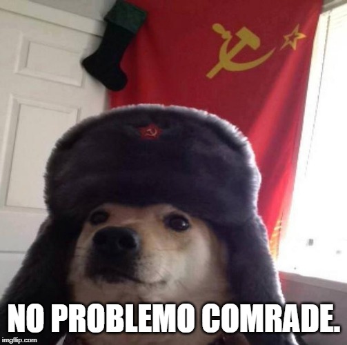 Russian Doge | NO PROBLEMO COMRADE. | image tagged in russian doge | made w/ Imgflip meme maker
