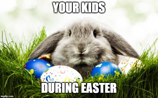 Easter bunny | YOUR KIDS; DURING EASTER | image tagged in easter bunny | made w/ Imgflip meme maker