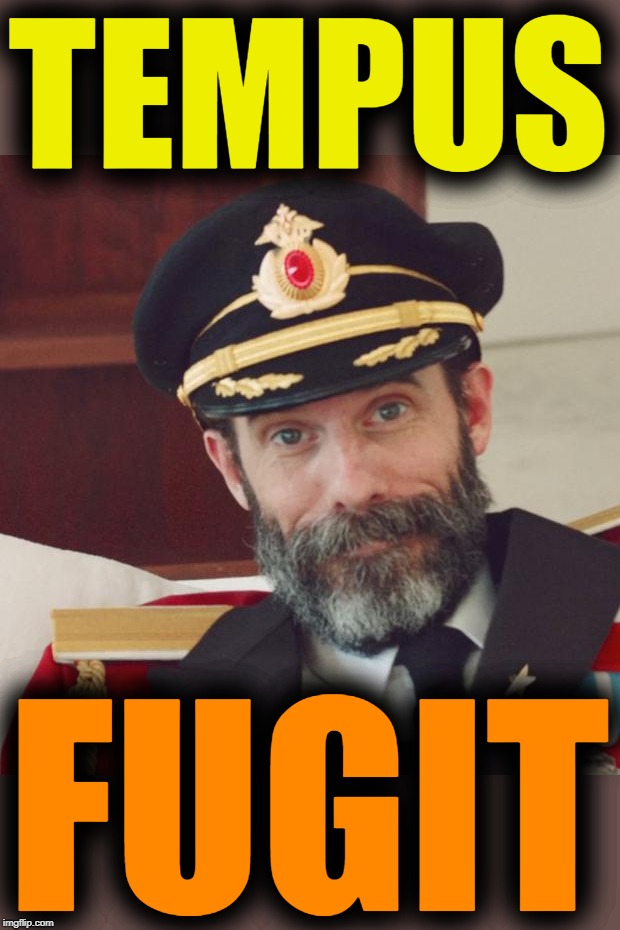 Captain Obvious | TEMPUS; FUGIT | image tagged in captain obvious,page 9 party,old imgflip,rollover,latin,foreign language memes | made w/ Imgflip meme maker