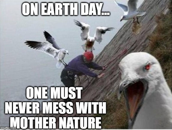 Don't Mess with Nature | ON EARTH DAY... ONE MUST NEVER MESS WITH MOTHER NATURE | image tagged in angry birds,earth day | made w/ Imgflip meme maker