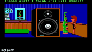 Maniac Mansion DOS suicide | image tagged in gifs,maniac mansion | made w/ Imgflip images-to-gif maker