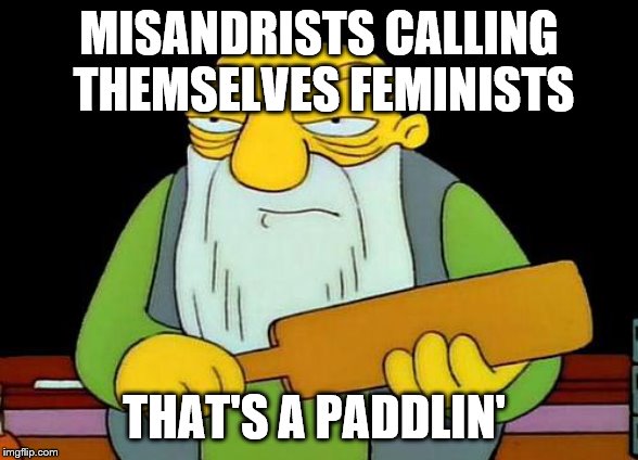 That's a paddlin' Meme | MISANDRISTS CALLING THEMSELVES FEMINISTS; THAT'S A PADDLIN' | image tagged in memes,that's a paddlin' | made w/ Imgflip meme maker