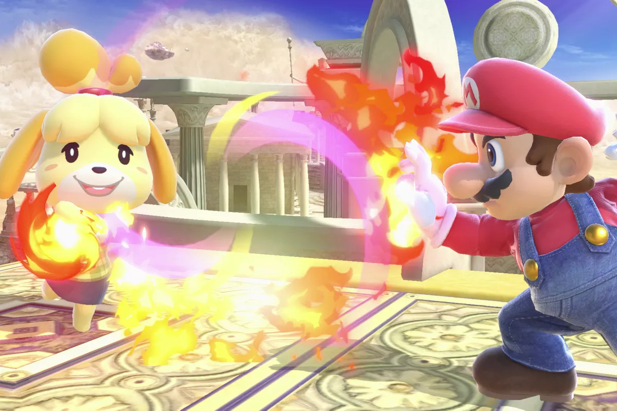 High Quality isabelle catches mario's fireballs Blank Meme Template