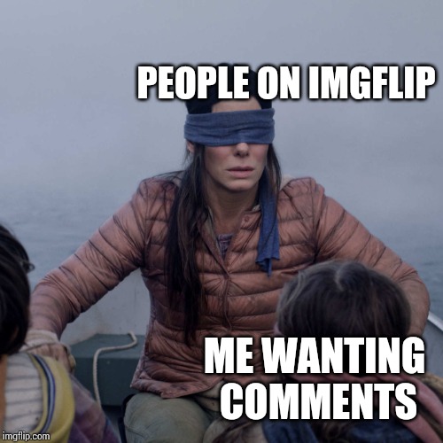 Bird Box Meme | PEOPLE ON IMGFLIP; ME WANTING COMMENTS | image tagged in memes,bird box | made w/ Imgflip meme maker