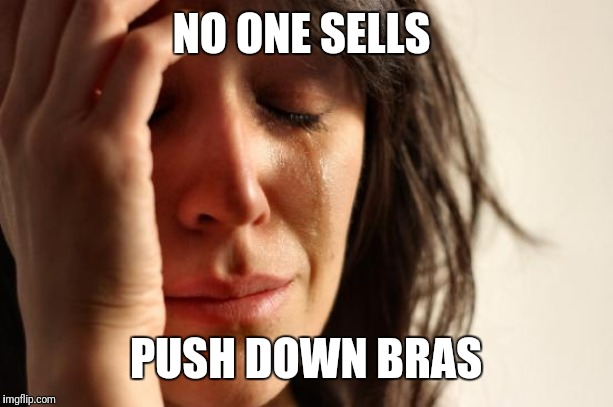 First World Problems Meme | NO ONE SELLS PUSH DOWN BRAS | image tagged in memes,first world problems | made w/ Imgflip meme maker