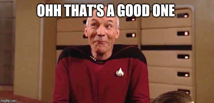 picard laugh | OHH THAT'S A GOOD ONE | image tagged in picard laugh | made w/ Imgflip meme maker