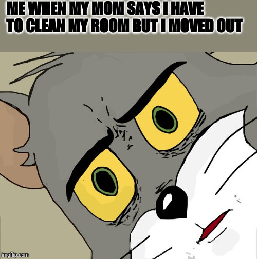 Unsettled Tom | ME WHEN MY MOM SAYS I HAVE TO CLEAN MY ROOM BUT I MOVED OUT | image tagged in memes,unsettled tom | made w/ Imgflip meme maker