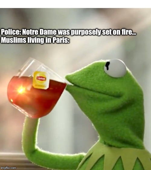 Notre Dame | Police: Notre Dame was purposely set on fire...
  
                                                Muslims living in Paris: | image tagged in notre dame | made w/ Imgflip meme maker