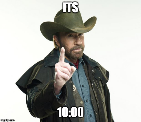 Chuck Norris Finger Meme | ITS 10:00 | image tagged in memes,chuck norris finger,chuck norris | made w/ Imgflip meme maker