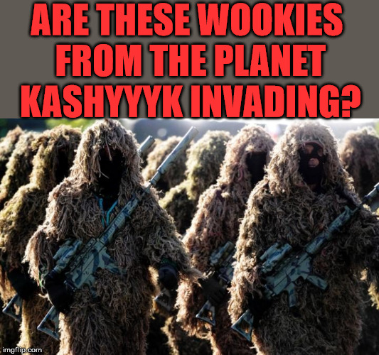 Wookies go to war against the dark side | ARE THESE WOOKIES FROM THE PLANET KASHYYYK INVADING? | image tagged in wookies,invader zim,star wars,dark side,funny meme | made w/ Imgflip meme maker