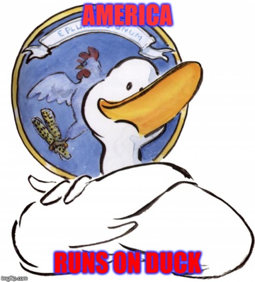 AMERICA; RUNS ON DUCK | image tagged in dont sue us | made w/ Imgflip meme maker