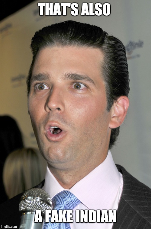 Trump Jr. Uh Oh | THAT'S ALSO A FAKE INDIAN | image tagged in trump jr uh oh | made w/ Imgflip meme maker