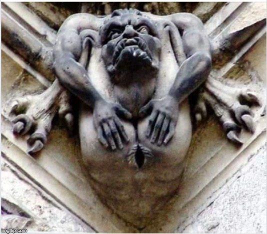 Pay your tithes or kiss my ass! | image tagged in gargoyle,church,catholic,alter boy,butthole,religion | made w/ Imgflip meme maker
