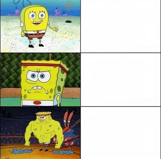 High Quality Spongebob getting strong Blank Meme Template