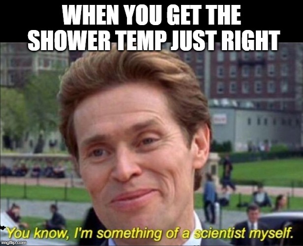 You know, I'm something of a scientist myself | WHEN YOU GET THE SHOWER TEMP JUST RIGHT | image tagged in you know i'm something of a scientist myself | made w/ Imgflip meme maker