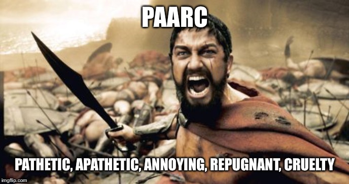 Sparta Leonidas Meme | PAARC; PATHETIC, APATHETIC, ANNOYING, REPUGNANT, CRUELTY | image tagged in memes,sparta leonidas | made w/ Imgflip meme maker