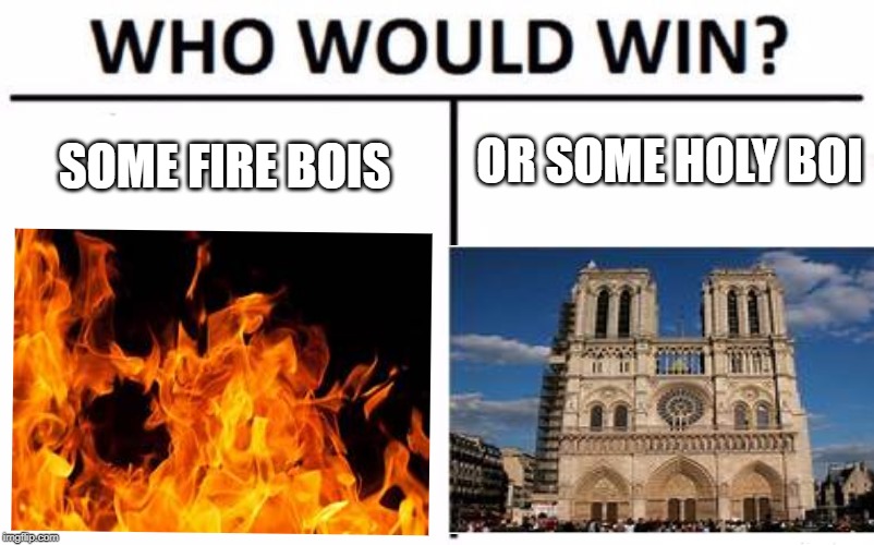 OR SOME HOLY BOI; SOME FIRE BOIS | image tagged in who would win | made w/ Imgflip meme maker